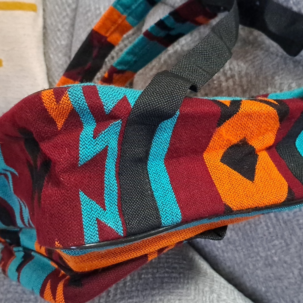 Tribal Patterned Backpack in Teal and Orange 100% Wool NWOT - Picture 6 of 7